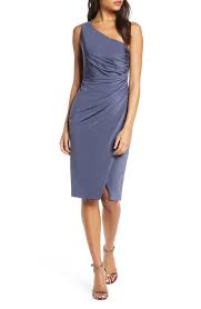 Free Shipping And Returns On Eliza J Ruched One Shoulder Cocktail Dress At Nordstrom Com Ruch One Shoulder Cocktail Dress Cocktail Dress Fashion Clothes Women