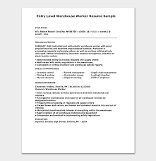 Warehouse Worker Resume Template Free Samples Examples