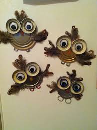 Diy Owl Magnets Can And Jar Lids Diy Jar Li Diy Jar Li Lids Magnets Owl Recuperation Owl Crafts Recycled Crafts Bottle Cap Crafts