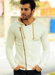Erkek Kapaÿonlu Ka Rkla Polar Yandan Fermuar Ceket Beyaz Modelleri Ve Uygun Fiyat Avantaja Yla Modabenle Mens Tops Fashion Mens Tshirts