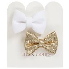 Details give a gift that will be thoroughly enjoyed! Hucklebones Girls White Gold Bow Hair Clips 2 Pack Girls From Junior Couture Uk