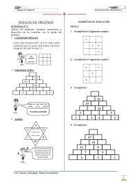 Tema Juegos De Ingenio Asignatura Razonamiento Matematico I E P Ciencia Juegos De Algebra Juegos Matematicos Para Imprimir Juegos Matematicos Secundaria