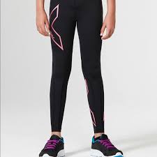 2xu Girls Compression Tights Nwt Black And Pink Nwt