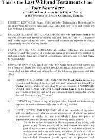 Write your own last will and testament using one of our easy to edit free templates, or complete our online questionnaire. Free British Columbia Last Will And Testament Form Pdf 102kb 3 Page S