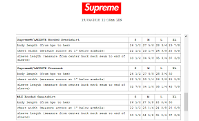 Supreme T Shirt Size Chart Www Bedowntowndaytona Com