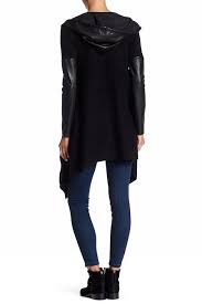 Blanknyc Denim Faux Leather Trim Long Hooded Jacket Nordstrom Rack Long Hooded Jacket Hooded Jacket Leather Trims