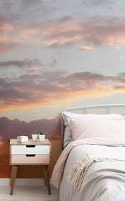 From cascading ombres to illustrative patterns, there's something for your colour scheme and style. Create A Beautifully Serene Space With These Sunset Wallpaper Ideas For A Cute Girly Bedroom Th Cloud Wallpaper Bedroom Wallpaper Bedroom Feature Wall Bedroom