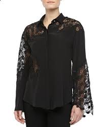 Versace Long Sleeve Blouse With Lace Detail 953 00 Long Sleeve Blouse Gorgeous Dresses Blouse