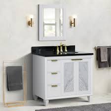 You may want to set the countertop in place first to get a better idea of where these features need your sink or range may have come with a template to be used when sketching the outline. 43 Single Vanity In White Finish With Countertop And Sink Options Right Door Right Sink