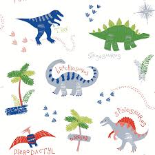 Add a pop of pattern with unique fabric. Amazon Com Arthouse Kids Dino Doodles Wallpaper Green Blue And Red Home Kitchen