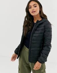 Pull Bear Join Life Hooded Padded Jacket In Black Asos Puffer Jacket Women Black Puffer Coat Puffer Jacket Outfit