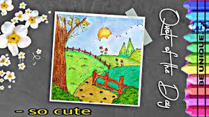 تعليم الرسم رسم سهل منظر طبيعي بطريقة إبداعية مع طريقة التلوين بأ