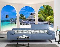 design 3d papier peint agence de voyage sticker mural photo trompe l œil paysage tropical atelier wybo papier peint paysage paysages tropicaux