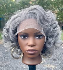 Salt & Pepper Wig: 12" Bouncy Curls, 13x4 Lace, Heat Resistant