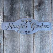 Personalized Metal Garden Sign Gardening Wall Art Name Established Year Garden Signs Garden Signs Diy Metal Garden Signs