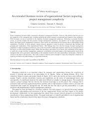 Review of targeted project obligations. Pdf An Extended Literature Review Of Organizational Factors Impacting Project Management Complexity