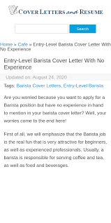 Found your dream job, but don't know where to start with an application? Cover Letter For Barista With No Experience 20 Guides Examples