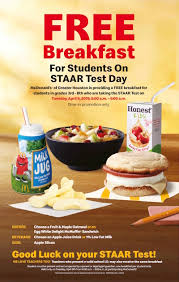 He carried a fat bundle of Free Breakfast For Staar Test At Mcdonald S 365 Houston