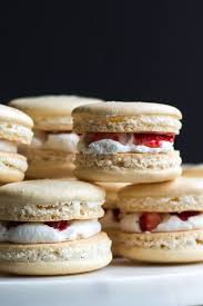 Strawberry Shortcake Macarons Recipe Macaron Recipe Macaroon Recipes Desserts