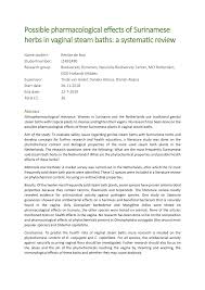 But first, you've got to be professionally trained. Pdf Possible Pharmacological Effects Of Surinamese Herbs In Vaginal Steam Baths A Systematic Review