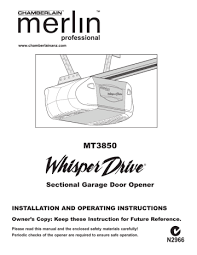 How to open a garage door manually from the inside; Merlin Mt3850 Installation Manual Manualzz