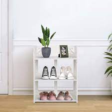 The narrow rack can be placed up against the wall to save on floor space. White Shoe Rack 3 Tiers Floor Standing Shoe Rack Bathroom Shelf Modern Carved Shoe Cabinet Storage Rack Organiser Shelf Unit For Entrance Hall Bathroom Living Room 40 X 23 X 51cm Buy