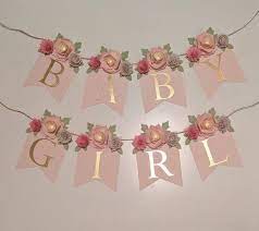 Personalized Floral Banner With Blush 3d Paper Flower Peonies Baby Shower Gift Nursery Chic Baby Shower Girl Baby Shower Decorations Baby Girl Shower Themes