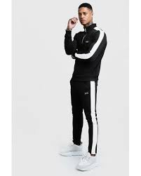 Free delivery and returns on ebay plus items for plus members. Boohooman Funnel Neck Contrast Panel Man Tracksuit In Black For Men Lyst