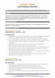 Healthcare Recruiter Resume Samples Qwikresume