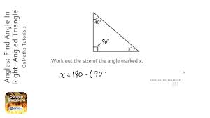 Two lines that form a right angle are said to be normal, orthogonal, or perpendicular. Angles Find Angle In Right Angled Triangle Grade 2 Onmaths Gcse Maths Revision Youtube