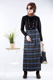 Beli Kusakli Ekose Etek Krds1090 Indigo Mutevazi Kiyafetler Etek Indigo