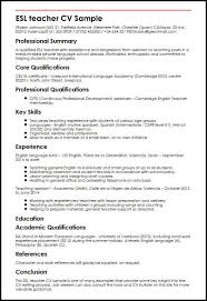 Choosing the correct cv format and resume template. Sample Cv English Teacher Uk Esl Teacher Cv Sample