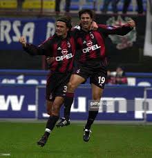 Jos Chamot And Paolo Maldini Of Ac Milan Celebrating A Goal During The Serie A 21st Round League Match Between Ac Milan And Parma Paolo Maldini Ac Milan Milan