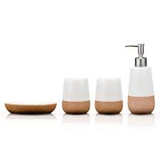 Check out the amazing bath mats, shower curtains, bath sets, and trash cans we offer to help you fill out your bathroom. Fimary Bathroom Accessories Set White Ceramic Including 4 Piece Bathroom Accessories Set Soap Dispenser Toothbrush Holder Tumbler Soap Dish Elegant Bathroom Set Collection Buy Online In China At China Desertcart Com Productid 85510075