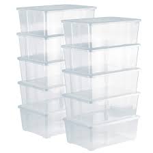 grizzly aufbewahrungsboxen 10 x 10 l mit deckel transparent klarsichtboxen stapelbar mit beluftung amazon de kuche hau boite de rangement rangement boite