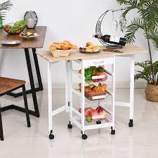 And go for wheels if you want a. Homcom Mdf Extendable Kitchen Island Trolley White Aosom Uk