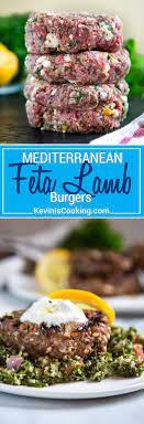 Fresh Ground Lamb Mixed With Feta Cheese Fresh Herbs Lemon And Peppers Make These Mediterranean Feta Lam Lamb Burger Recipes Ground Lamb Recipes Lamb Recipes