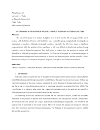 Pdf Metaphors In Newspaper Articles About Persons With Disabilities