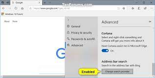 How to change the search engine in edge. Enable Or Disable Change Search Engine In Microsoft Edge In Windows 10 Tutorials