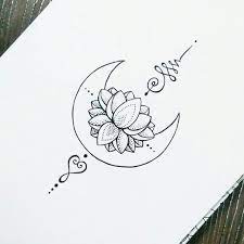 Idee Tatouage Lotus Minimaliste Lotus Flower Tattoo Lotus Moon Tattoo Unalome Lotus Moon Tattoo