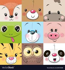 Set Of Cute Cratoon Square Animals Faces Download A Free Preview Or High Quality Adobe Illustrator Ai Eps Pdf Animal Faces Cartoon Drawings Animal Drawings