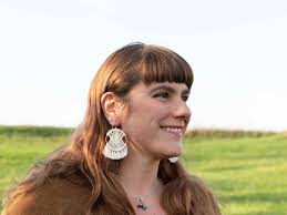 Cream Woven Earrings With 14k Gold Filled Ear Wire, Dream Catcher Macrame  Earrings, Ecru Geometric Jewelry, Macrame Hoop Earrings