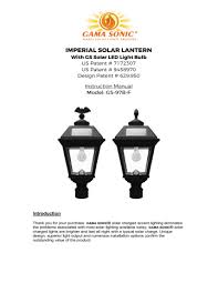 Gama sonic gs 105s g baytown ii solar lamp post bright white led. Gama Sonic Gs 97b F Owner S Manual Manualzz