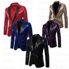 Details About Us Mens Suit Tops Sequins Clubs Wedding Party Tuxedo Dinner Formal Jacket Coat