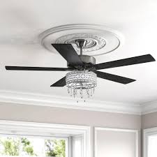 The fan is also great for rooms with high ceilings as the cords are long enough to. Kelly Clarkson Home 52 Leonie 5 Blade Crystal Ceiling Fan With Pull Chain And Light Kit Included Reviews Wayfair