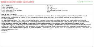 Recreation Leader Cover Letters