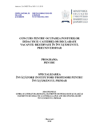 Tot ce trebuie sa stii despre aceste examene: Programa Pentru Disciplina Limba 350 I Literatura Roman 258