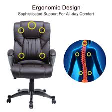 Mykas Ergonomic Leather Executive Office Chair High Back Computer Chair With Upholstered Armrest Brown For More Informati Pu Leather Chair Chair Home Office