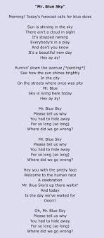 Lyrics For Mr Blue Sky By Electric Light Orchestra Jeff Lynne Elo Jeff Lynne Blue Sky