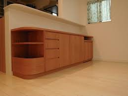 ダイニングテーブルに高さを合わせたチェリーのカウンター下収納 カウンター下収納 インテリア 家具 リビング キッチン